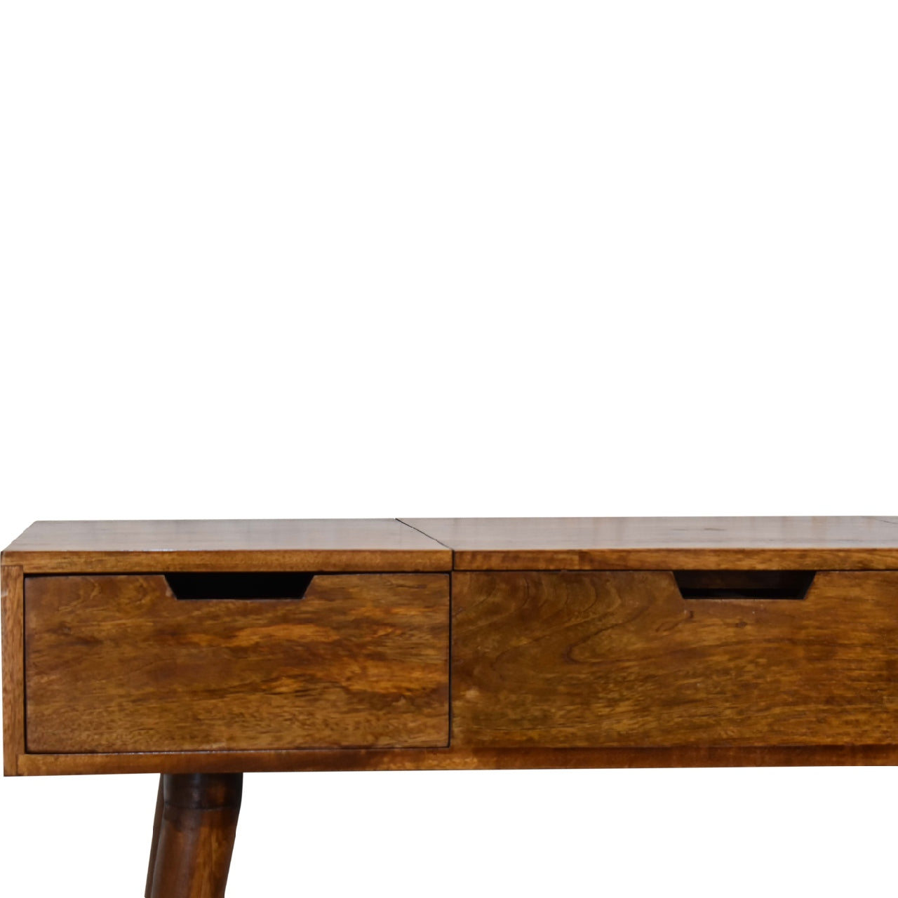 Solid Mango Wood Chestnut Foldable Mirror Table