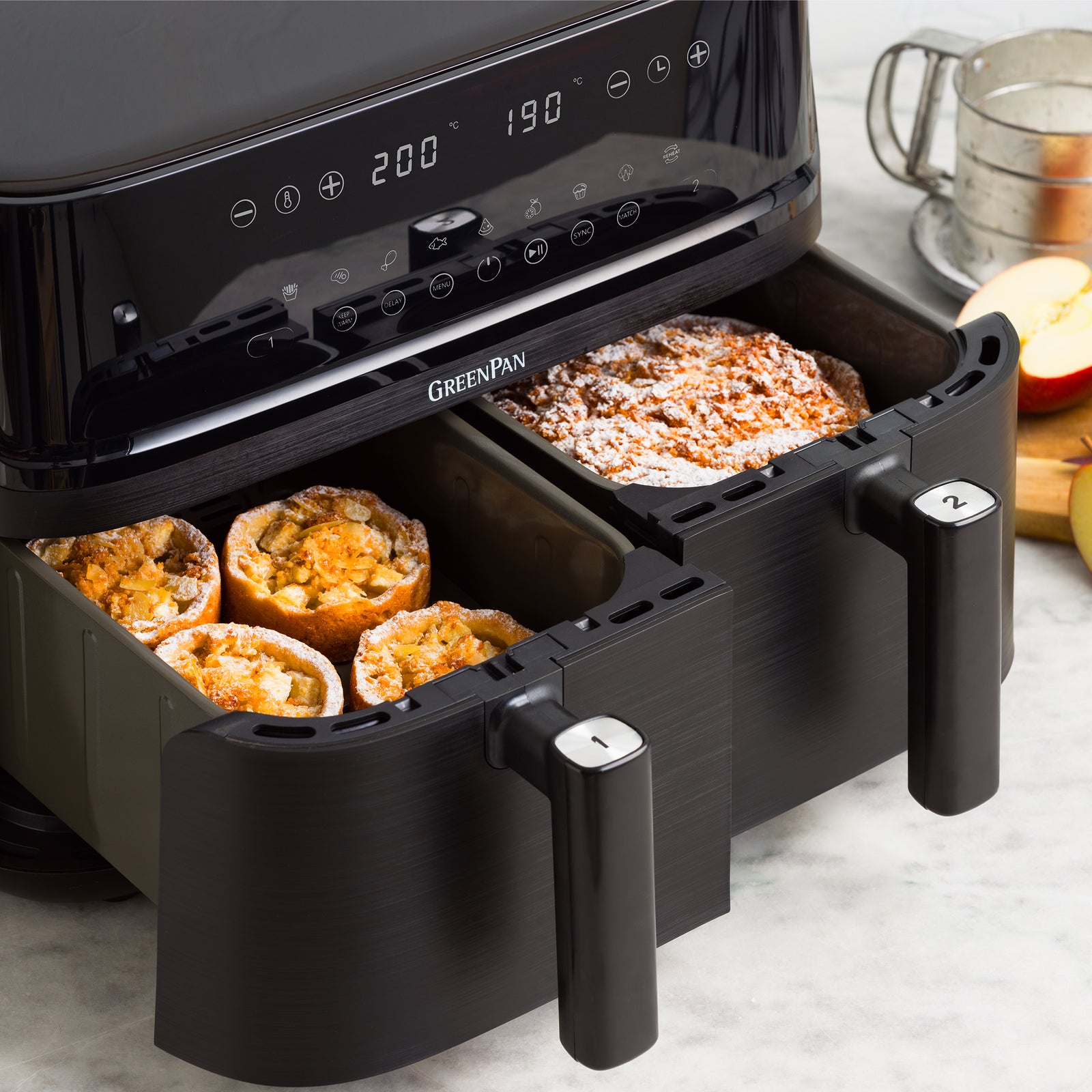 Switch Dual Air Fryer With Extra Large 10l Capacity, Pfas-free Drawer | Black
