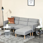 Reversible Sectional Sofa Set Linen Touch Sleeper