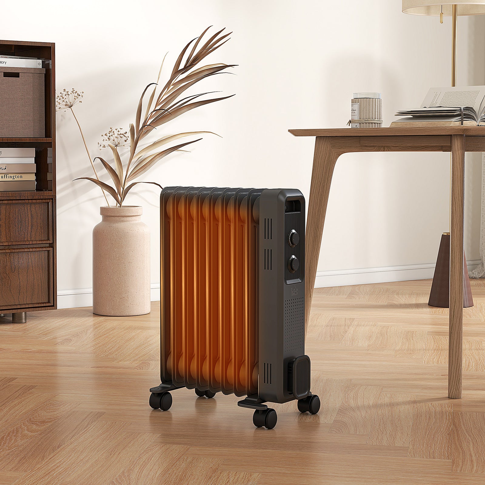 7/9/11 Fin Oil Filled Radiator Portable On Wheels | Medium | Gray