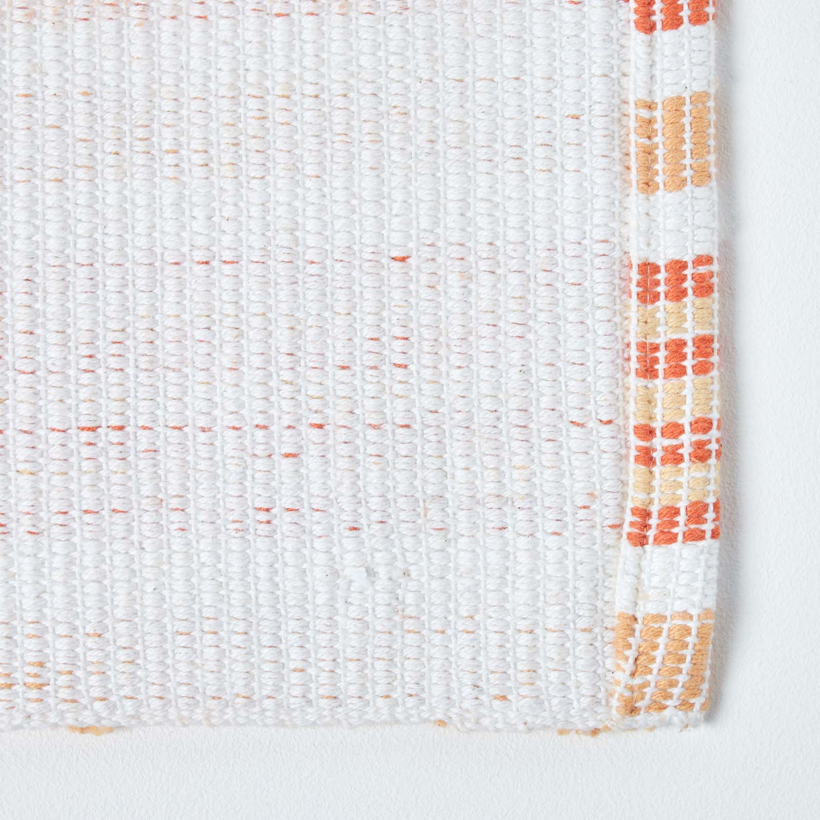 Handloomed Striped Cotton Bath Mat | 40 x 60cm | Orange