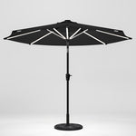3m Solar Led Patio Umbrella, Outdoor Parasol With 16 Led Tubes, Crank Lift & Push Button Tilt With Cement Base | One Size | Dark Grey