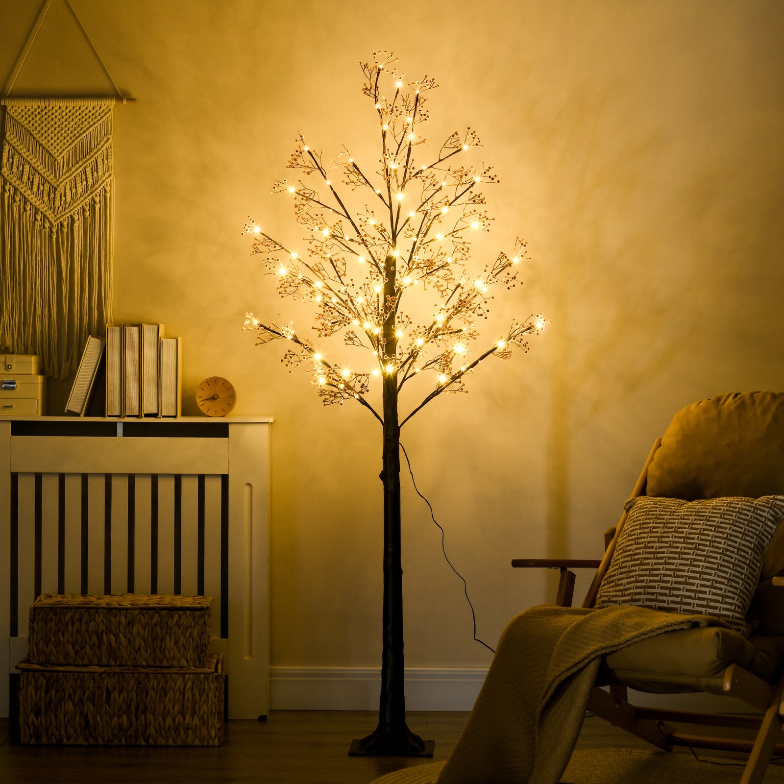 4/5/6ft Artificial Tree With Warm White Led Lights | 6ft | Brown