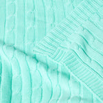Combed Cotton Cable Knit Throw | 150cm x 200cm | Green