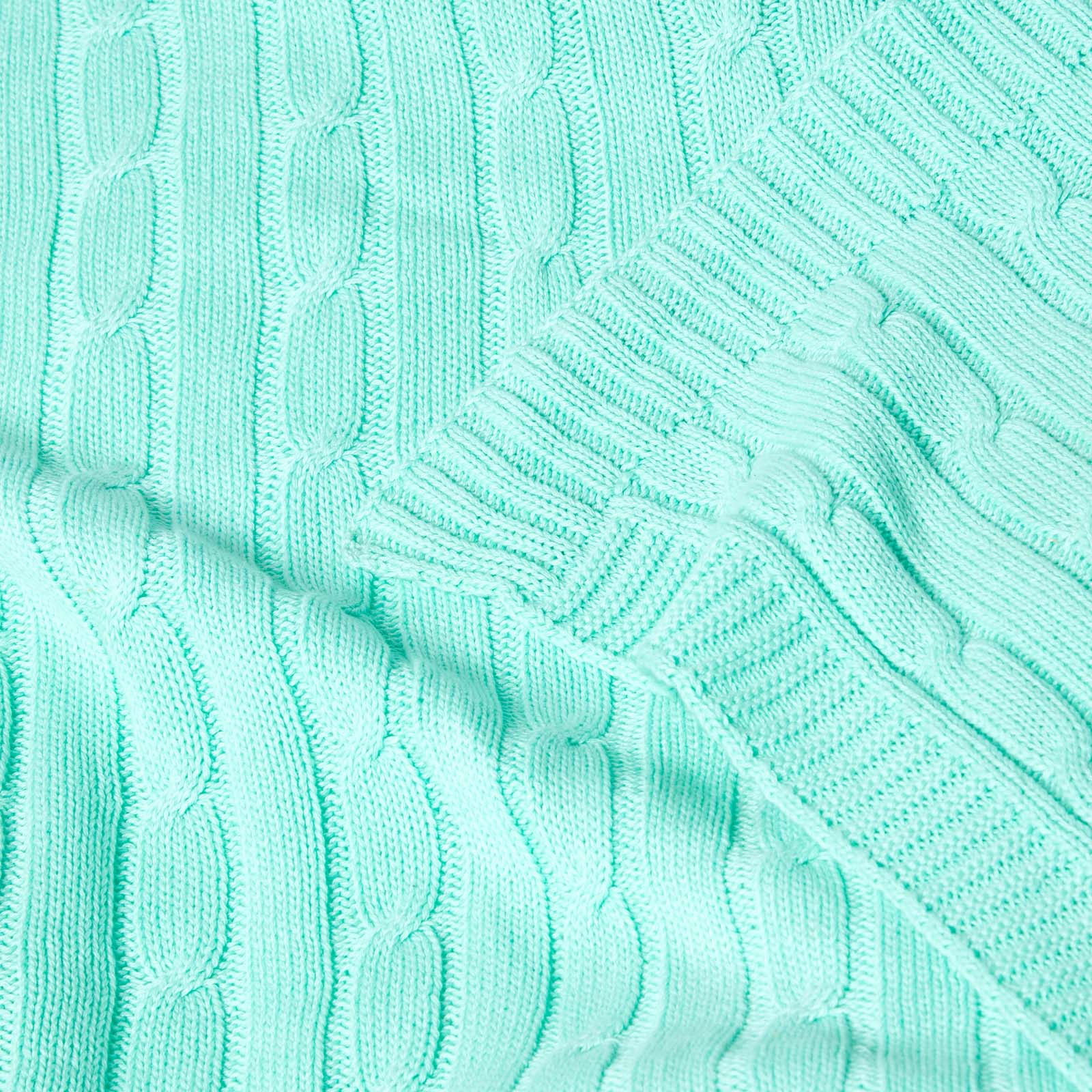 Combed Cotton Cable Knit Throw | 150cm x 200cm | Green