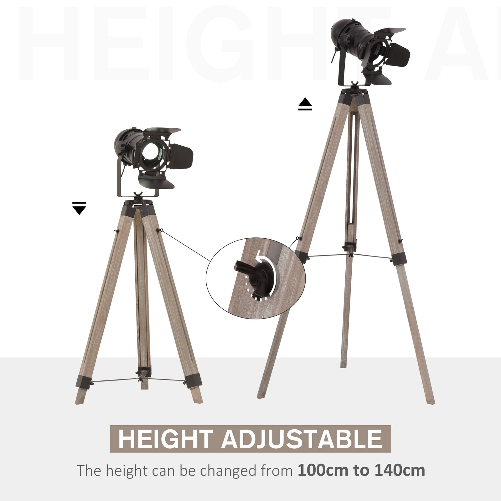 HOMCOM Floor Lamp Non-slip Feet Height Adjustable Camera-shaped