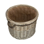 Wicker Rope Handled Antique Wash Round Log Basket | Large | Brown