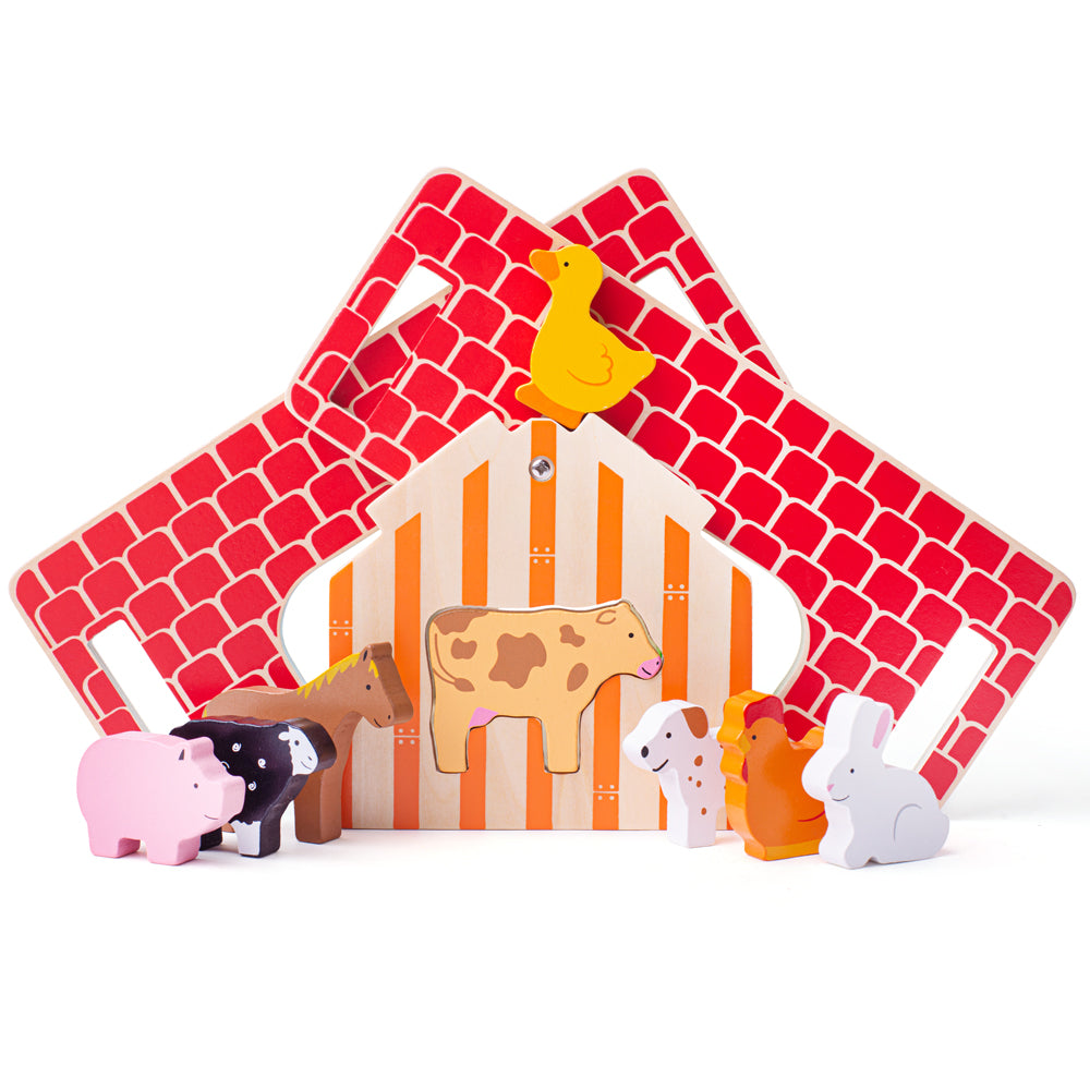 Wooden Farmhouse Shape Sorter Toy