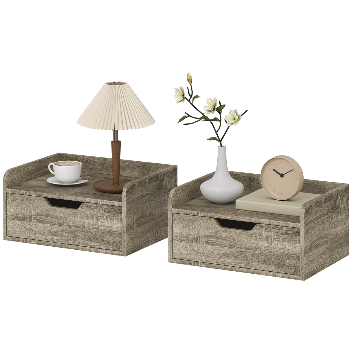 HOMCOM Floating Nightstands Set Of 2, Nightstand With Drawer