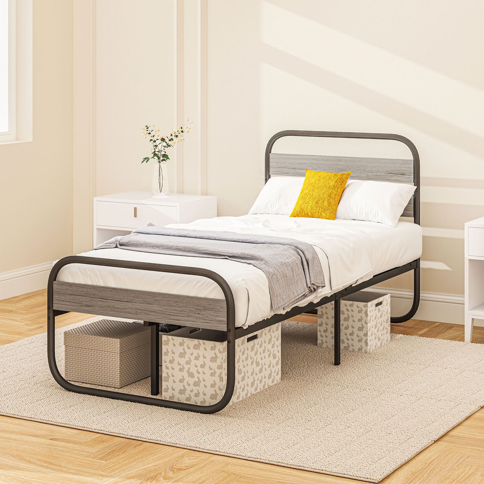 Single/double/king Metal Bed Frame With Under Bed Storage | Single