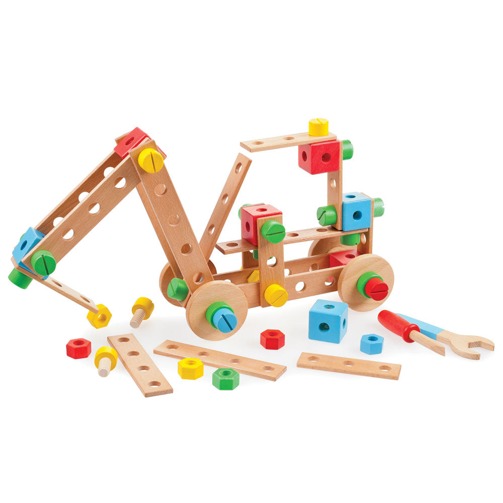 Wooden Construction Set, Includes 91 Play Pieces
