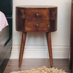 Solid Wood Mini Chestnut Rounded Bedside Table