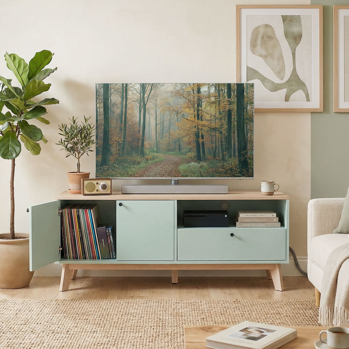 HOMCOM Entertainment Center With Adjustable Shelf For Tvs Up To 36 Inch