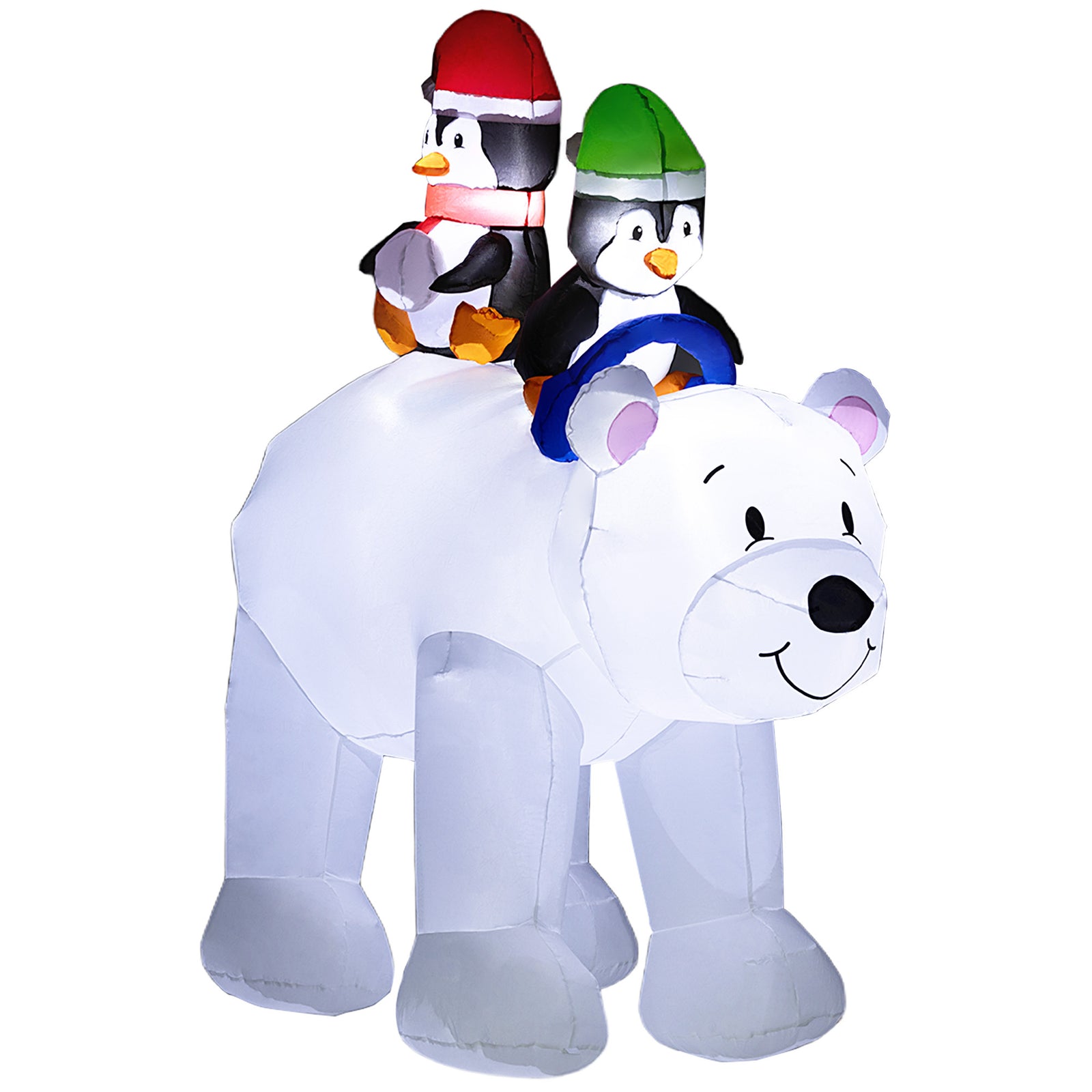 6.4ft Christmas Inflatable Penguins On Polar Bear