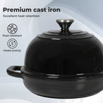 Cast Iron Enamelled Dutch Oven Bread Baking Pot Casserole Dish Round 24cm | Black
