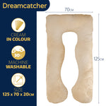 Pregnancy Pillow, U Shaped Shredded Memory Foam Maternity Cushion Machine Washable & Removable Velvet Cover | L | Cream