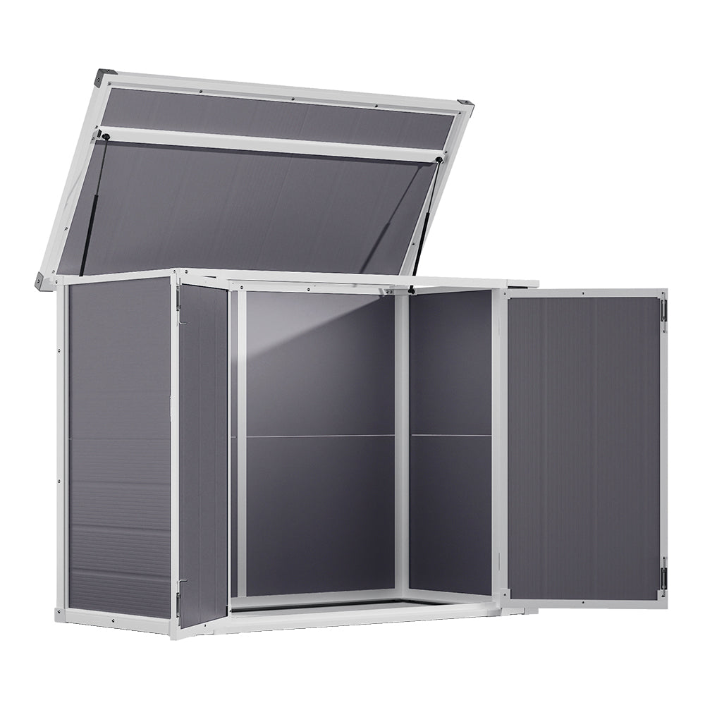 Lockable Plastic Storage Box With Door & Top Lid  Outdoor Plastic Tool Shed