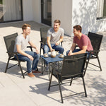Folding Garden Chairs Set With High Back, Armrests | Set of 4 | Black