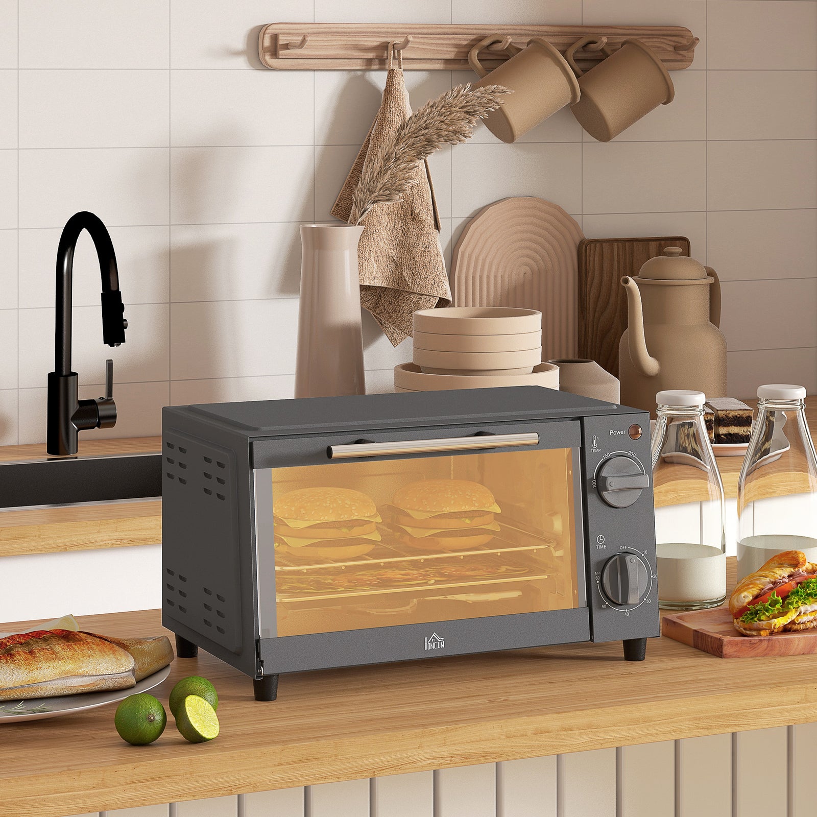 Mini Oven 9l Countertop Electric Grill With Temp Timer | One Size