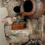 2-in-1 Waterfall Fountain W/ Birdhouse, Resin Fountain