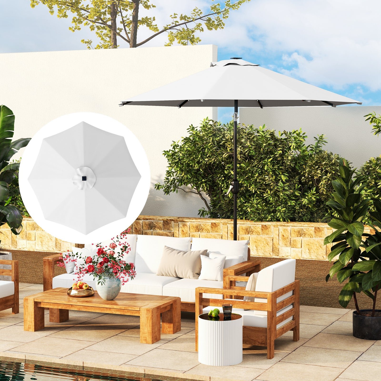 Upf 50+ Replacement Parasol Canopy Parasol Cover Replacement | Cream