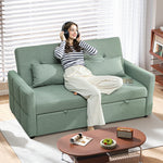 2 Seater Sofa Bed, Convertible Pull Out Bed Settee | Green