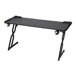 120cm/140cm/160cm W Gaming Desk With Mouse Pad, Cup Holder & Headphone Hook Sturdy Computer Table With Led Lights | Large | Black