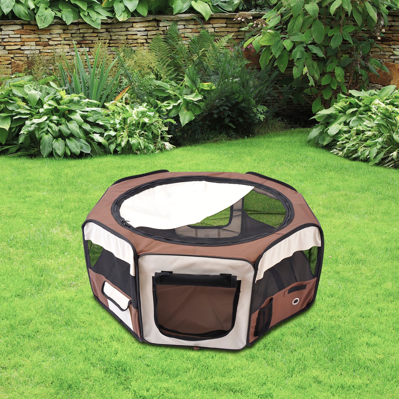 Fabric Pet Puppy Dog Cat Rabbit Pig Guinea Playpen Play Pen Run | Brown