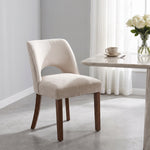 Set Of 2 Chenille Upholstered Dining Chairs | Beige