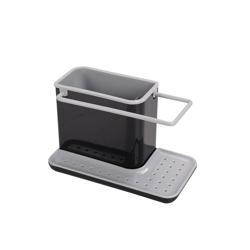 Kitchen Sponge Cloth Holder Sink Caddy Organiser | Black & Grey