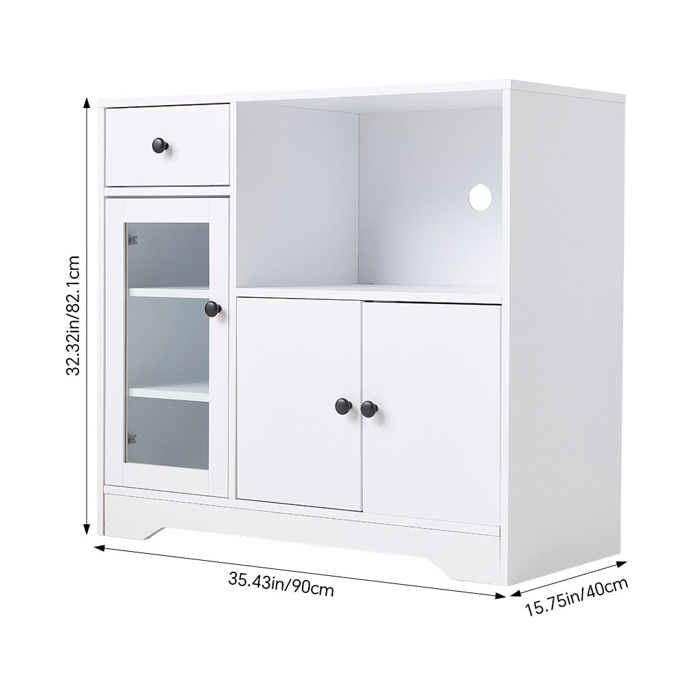 Wooden Sideboard Storage Cabinet With 3 Doors And 1 Drawer