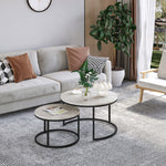 Stacking Coffee Tables Set, Marble Effect | Dove Gray