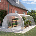 White Outdoor Walk-in Tunnel Greenhouse With Steel Frame | Large | White