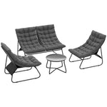 4 Pc Garden Furniture Set With Loveseat, Chairs, Table | Gray