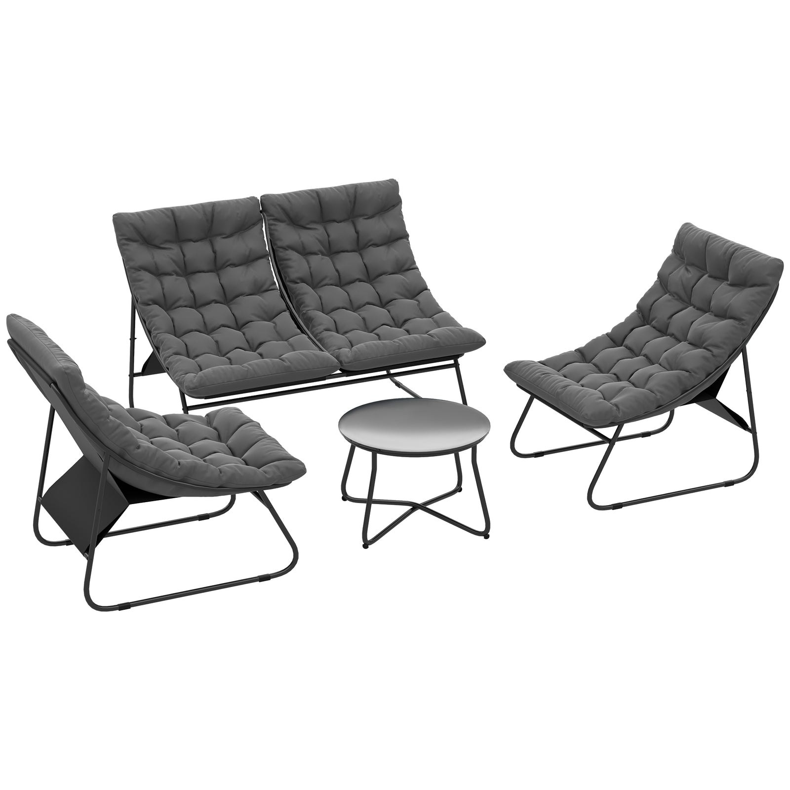 4 Pc Garden Furniture Set With Loveseat, Chairs, Table | Gray