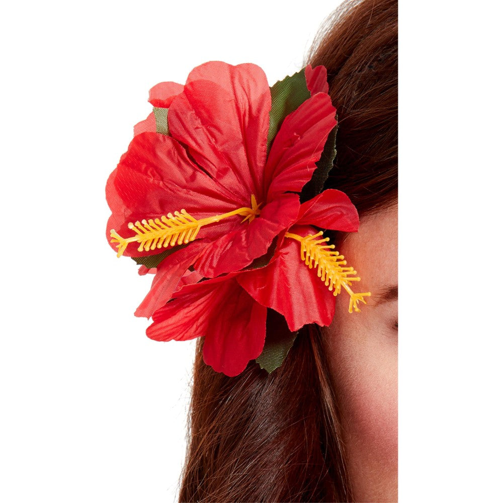 Hawaiian Flower Hair Clip, Red