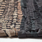Recycled Leather Handwoven Herringbone Rug | 150cm x 95cm | Black