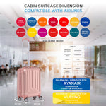 55x40x20cm Lightweight Luggage Overhead Cabin Hard Shell Cabin Suitcase 60+ Airlines Approved - Carry On Case - 4 Wheels | Cabin | Rose Gold