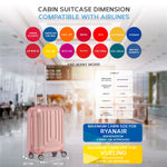 55x40x20cm Lightweight Luggage Overhead Cabin Hard Shell Cabin Suitcase 60+ Airlines Approved - Carry On Case - 4 Wheels | Cabin | Rose Gold