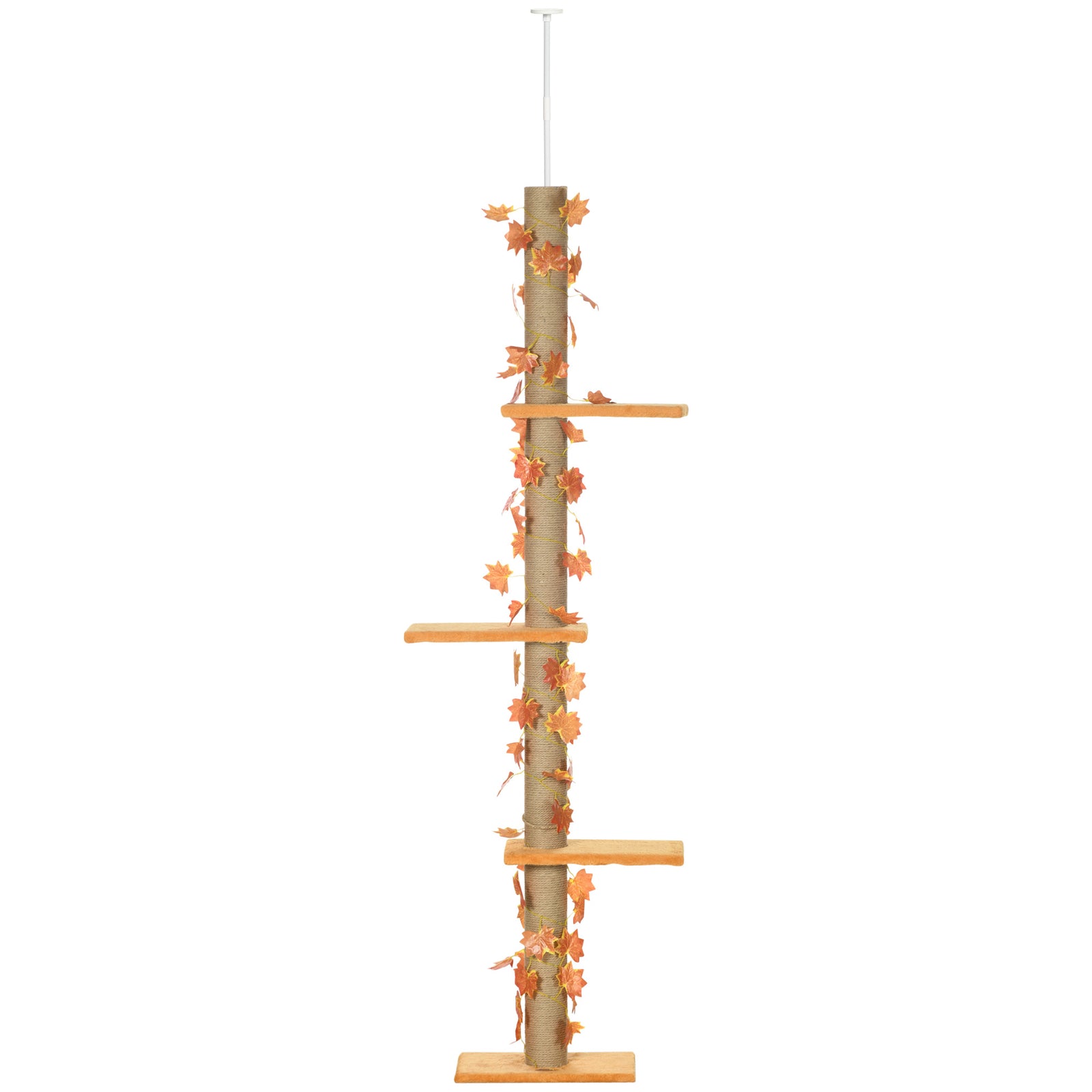 242cm Adjustable Floor-to-ceiling Cat Tower W/ Anti-slip Kit | Orange