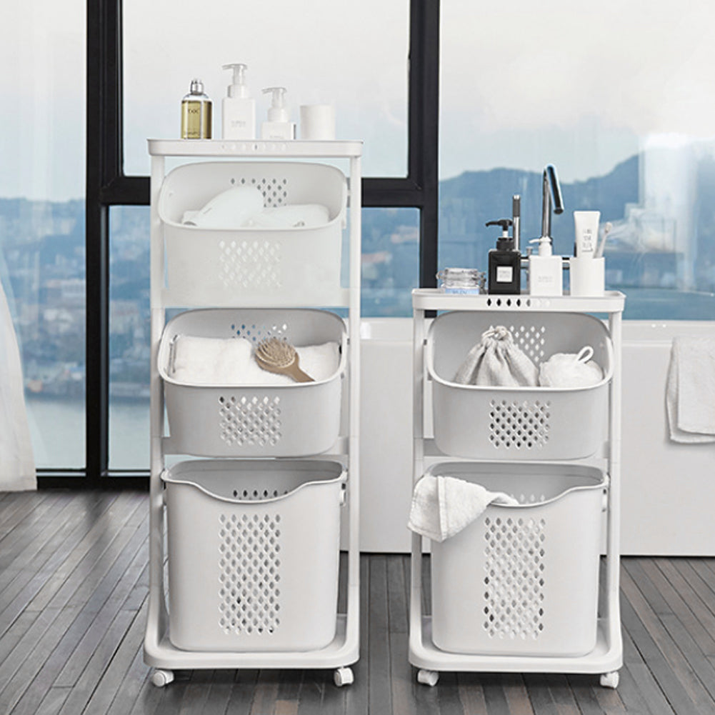 Living and Home Laundry Basket Bathroom Clothes Storage On Wheels
