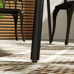 Garden Table For 4/6 Person W/ Slat Top, Steel | Large | Black