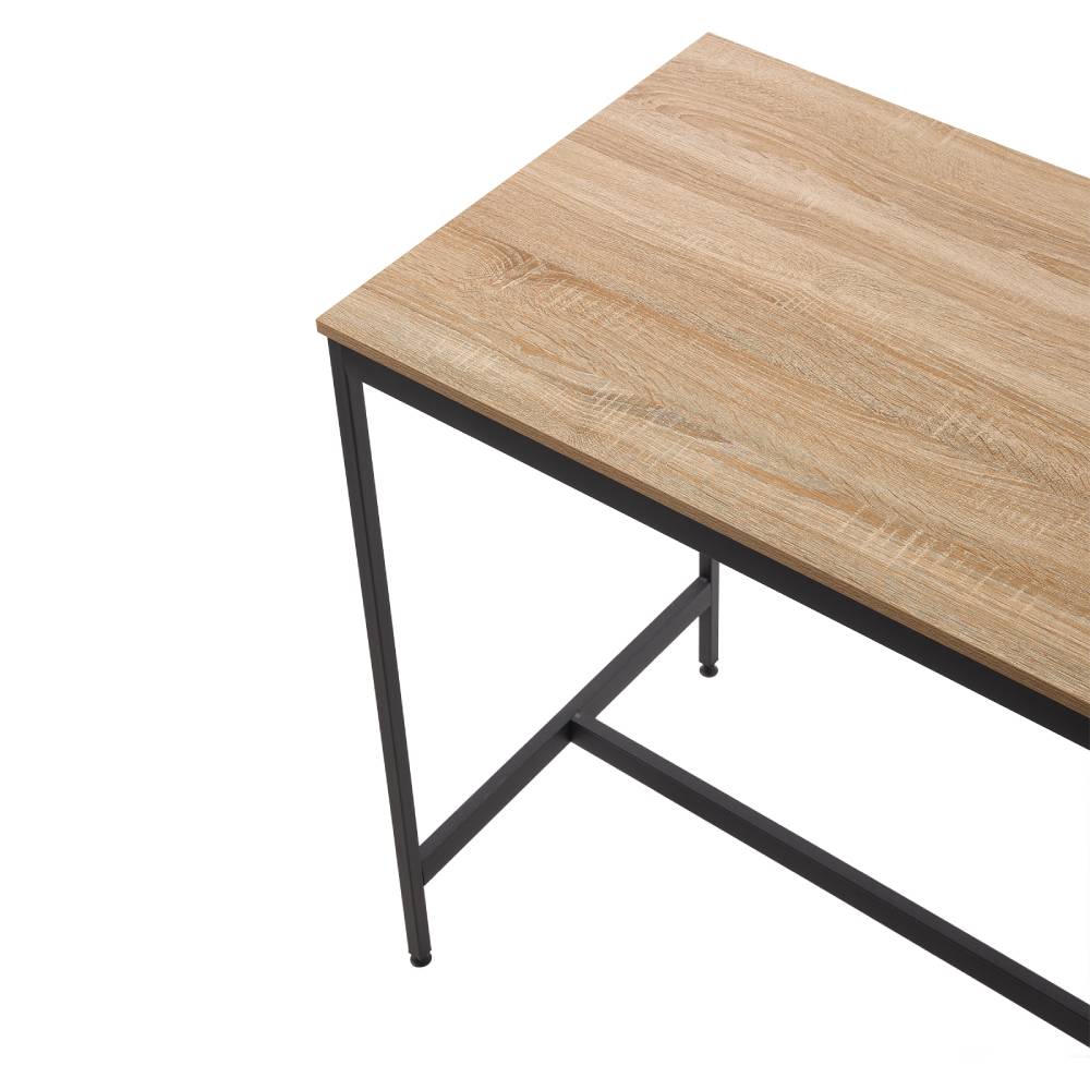 5-piece Bar Table Set With 4 Stools, Industrial Wood Grain Breakfast Bar Dining Set With Black Metal Frame