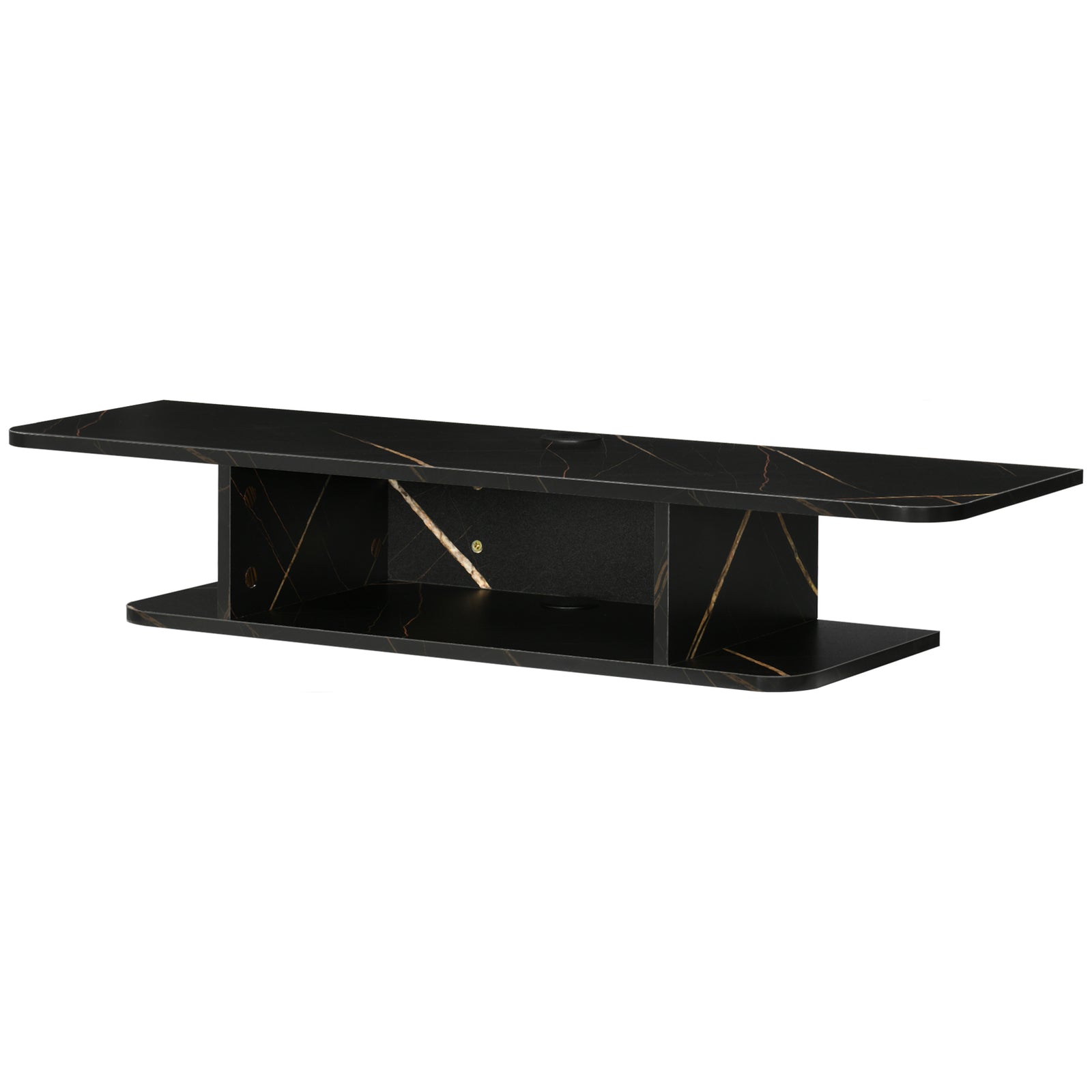 Wall Mounted Tv Stand With Storage Shelf | Black