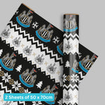 Newcastle United FC Newcastle United Christmas Gift Wrap, 2 Sheet 2 Tag, Official Product