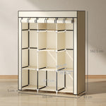 Fabric Portable Wardrobe With 8 Shelves 2 Hanging Rails | White