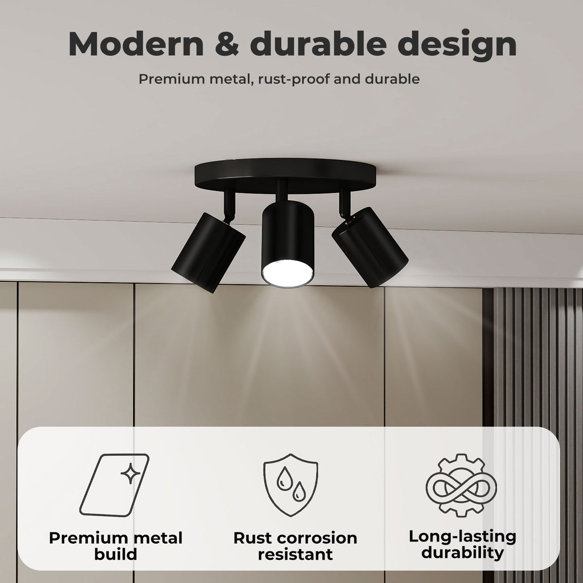 Emitto 3-way Spotlight Ceiling Light Adjustable Gu10 Modern Round Base