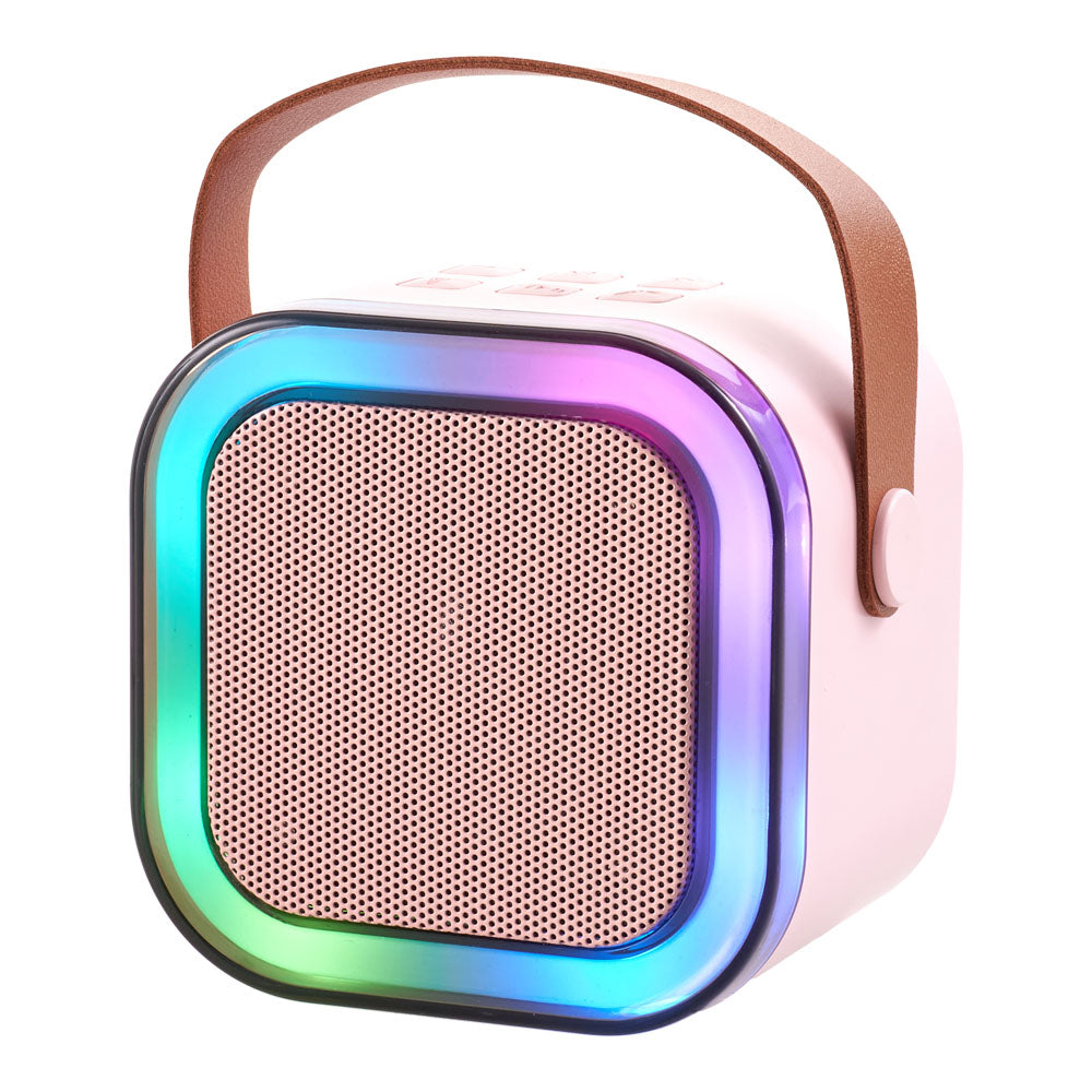 Portable Karaoke Speaker With Two Wireless Microphones And Rgb Lights | Pink