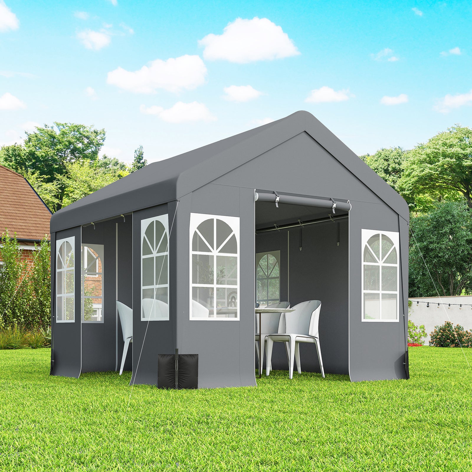 3 X 3 M Party Tent, Outdoor Canopy Tent With Sidewalls | Grey