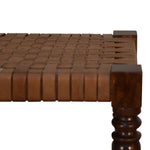 Artisan Furniture Solid Wood Woven Leather Footstool
